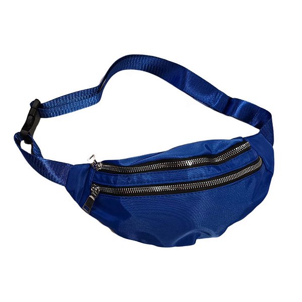 Pochete  Bolsa Academia Cintura 2 Compartimentos Cor: Azul [F102]