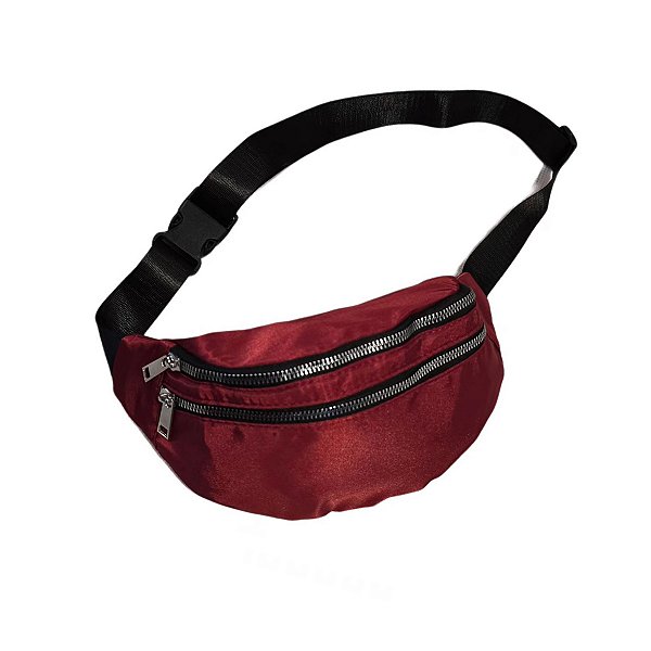 Pochete Bolsa Academia Cintura 2 Compartimentos Cor:vinho [F102]