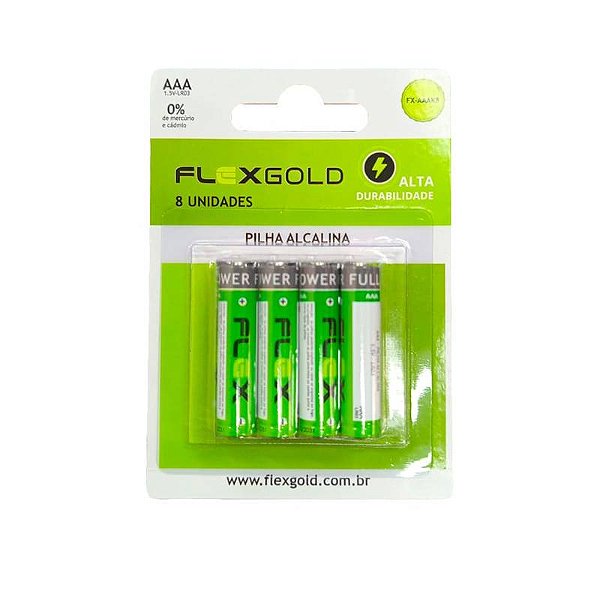 Pilha Aaa Alcalina ( Cart. C/ 8 Un )  Flex  Fx-aaak8 [F108]