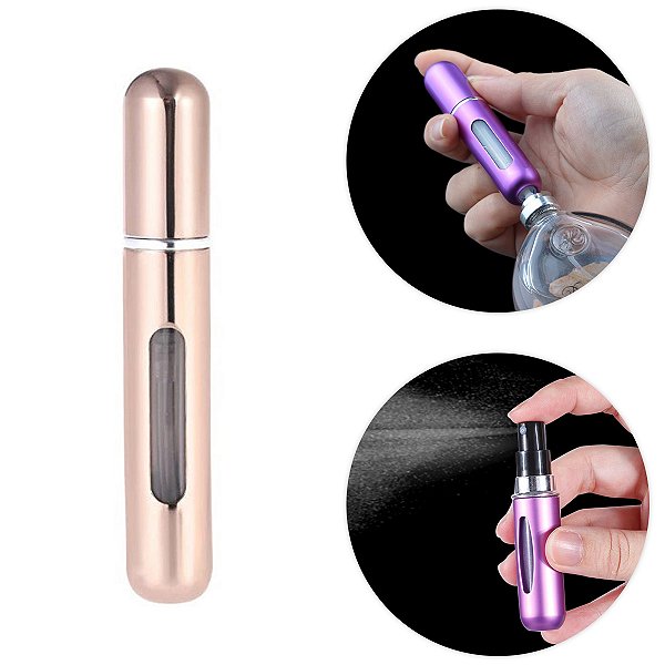Mini Frasco Porta Perfume Recarregavel Viagem 8ml Cor:rose [F102]