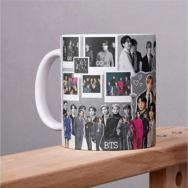 Caneca Personalizada com Fotos do Grupo BTS