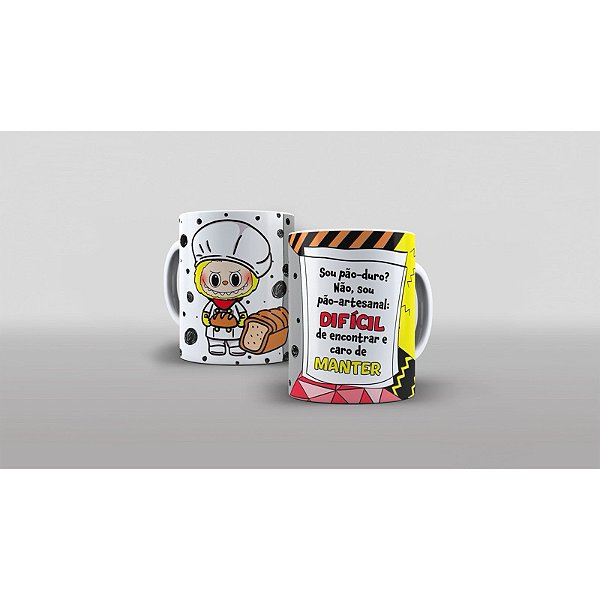 Caneca Personalizada Unykk Arte Labubu Sou Pão Duro Não sou artesanal
