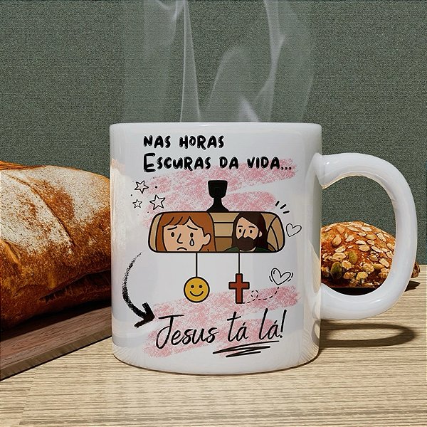 Caneca Personalizada Unykk com a Frase Jesus Tá Là