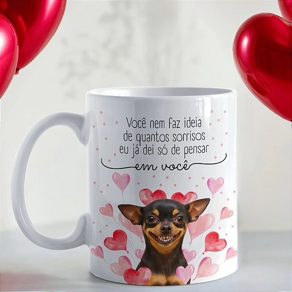 Caneca Personalizada Unykk com Frase Quantos Sorrisos eu Já Dei só de Pensar em Você