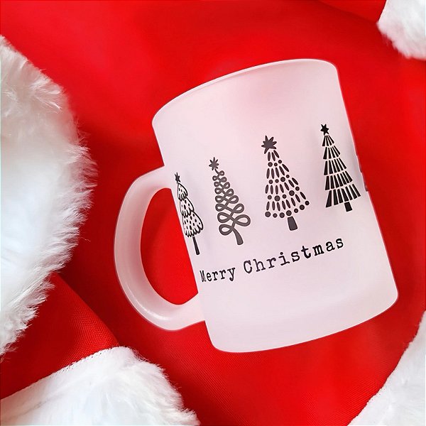 Caneca Personalizada Unykk em Vidro Jateado Merry Christmas - Feliz Natal