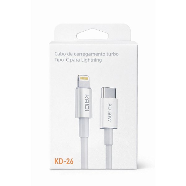 Cabo de Dados 1M Kaidi KD-26 USB-C para Lightning