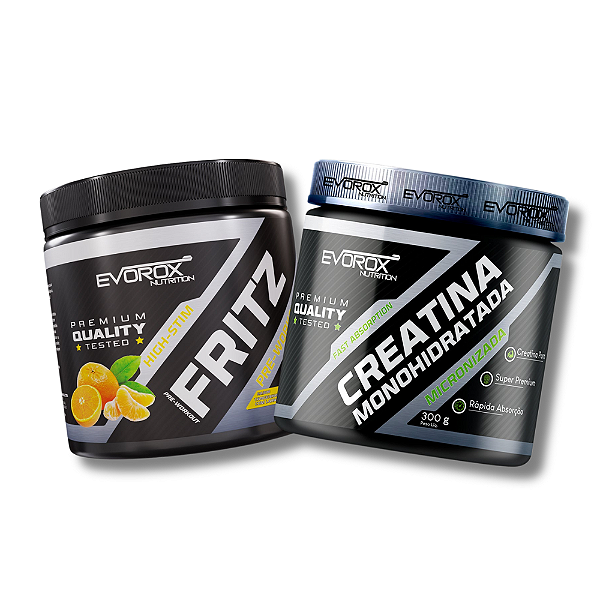 KIT LOVE PUMP – PRÉ TREINO FRITZ 300G + CREATINA MONOHIDRATADA 300G EVOROX NUTRITION