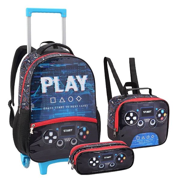 Mochila Infantil Rodinha Kit Escolar Lancheira Estojo Seanite