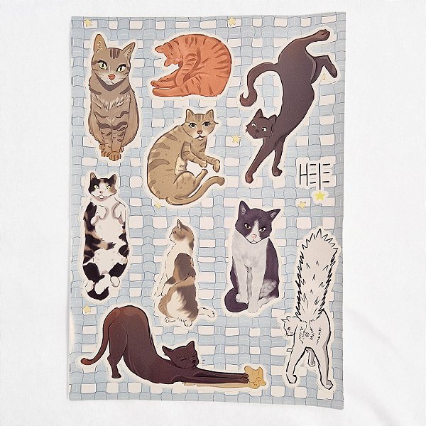 Cartela de adesivos gatos