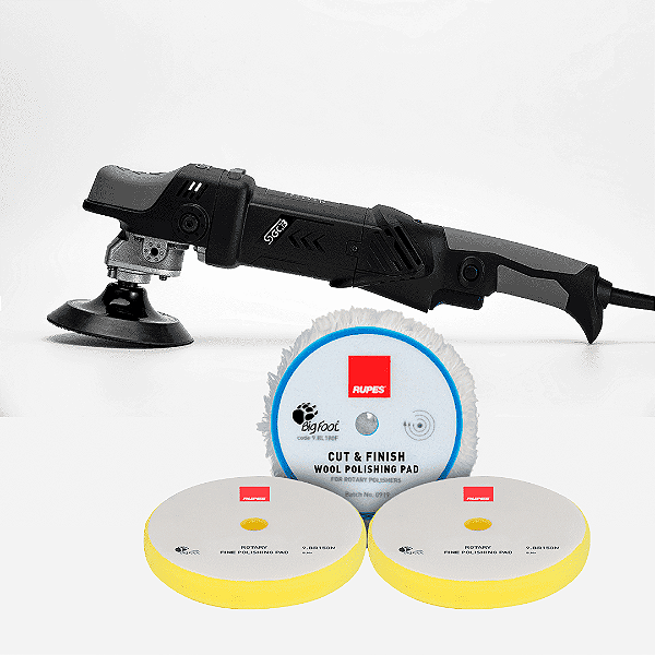 KIT Politriz Automotiva Rotativa SGCB + 1 Boina de Corte Rotativa RUPES + 2 Boinas de Refino Rotativa RUPES