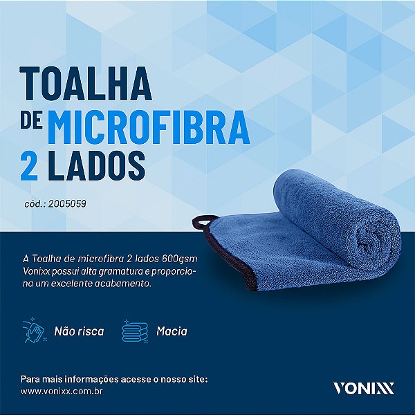 Toalha de Microfibra - 2 Lados - 40X40 600GSM - VONIXX