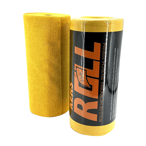 Toalha de Microfibra em Rolo 200GSM 30x30cm 50 Unidades Amarelo - KERS