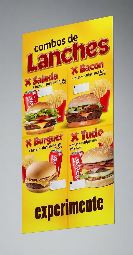 Painel de Combos de Lanches - 50x95CM