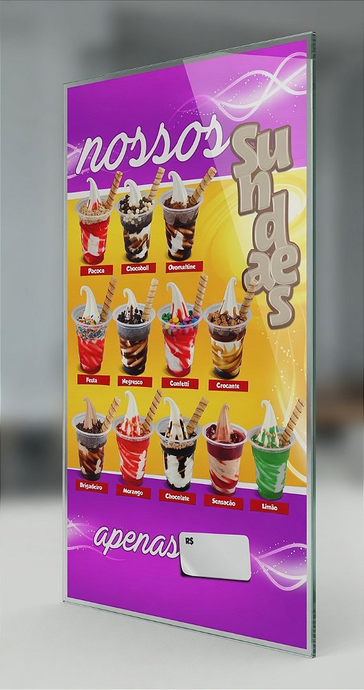Painel de Sorvete Expresso Sundaes- 50x95CM
