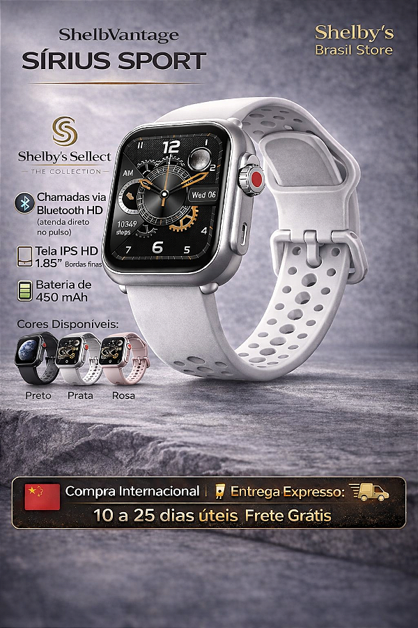 ShelbVantage Sirius Sport – IPS HD 1.85” | Chamadas Bluetooth HD | Bateria 450mAh