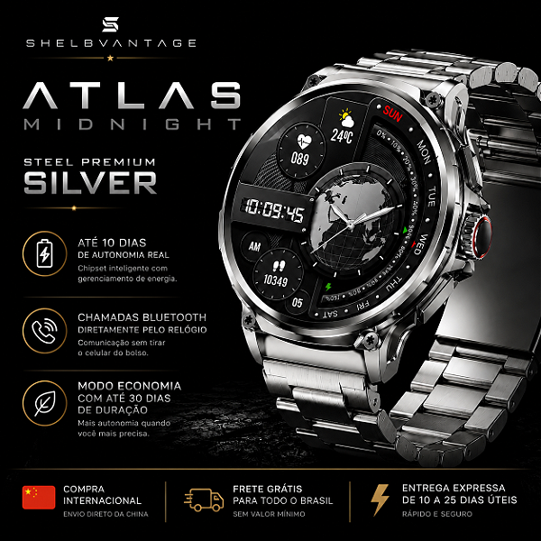 Atlas Midnight Smartwatch Rugged Tactical Steel