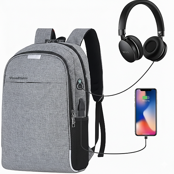 Mochila Executiva para Notebook com Entrada USB Cinza