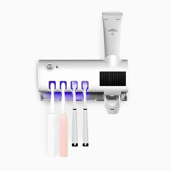 Suporte Dispenser Com Esterilizador UV Porta Escova e Pasta