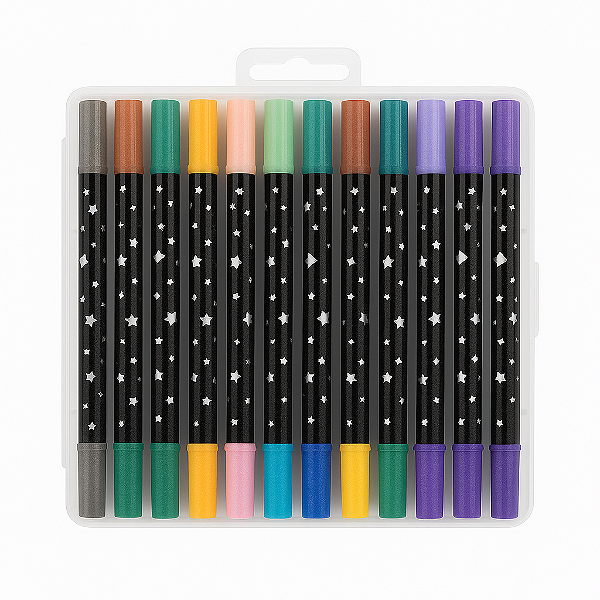 Canetas para Colorir com Glitter 2 pontas com 48 Cores