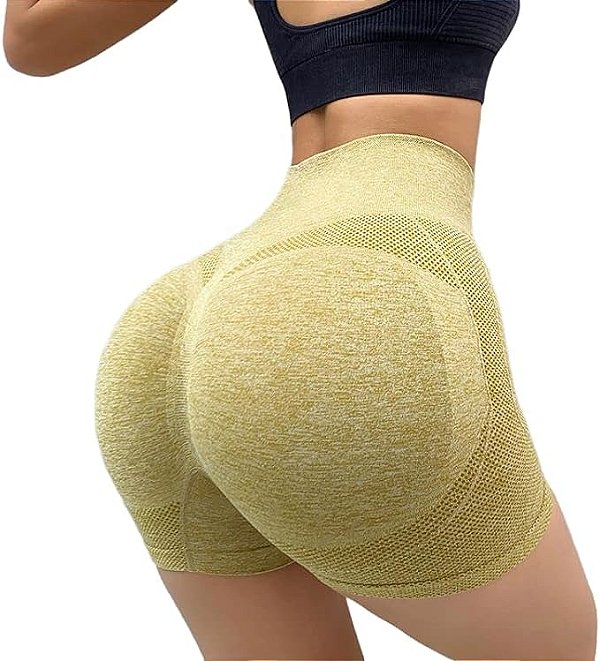 Short Feminino Empina Bumbum Amarelo