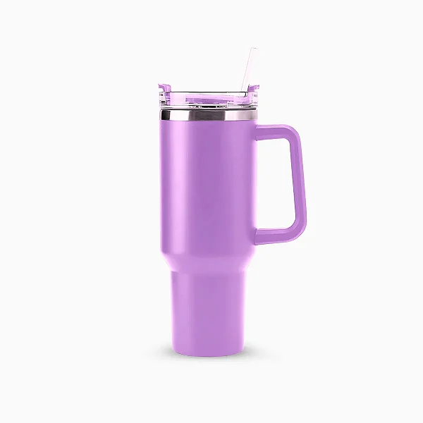 Copo Térmico Grande 1200 Ml Canudo Parede Dupla - LILÁS