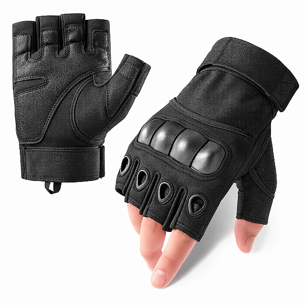 Luva Tática Militar Meio Dedo Preto