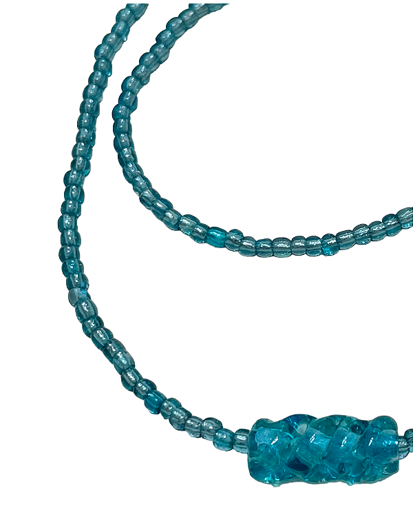 Guia de Iemanjá – Fio de Conta | Azul Claro Vidrado com Firma Murano