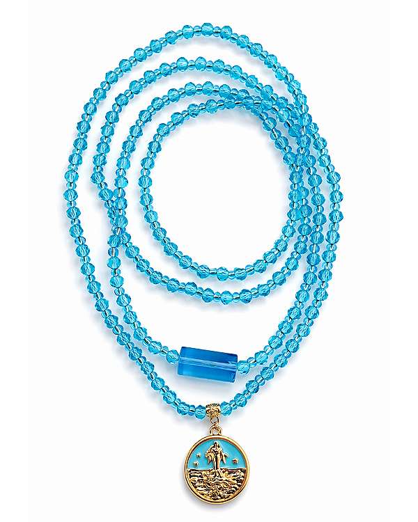 Guia de Iemanjá Cristal Azul com Pingente – 60 cm