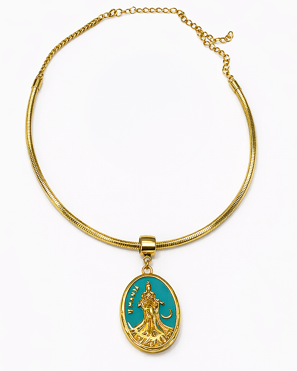 Choker Iemanjá Dourada com Medalha Esmaltada