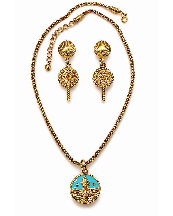 Kit Iemanjá Banhado a Ouro 18K – Colar e Brinco