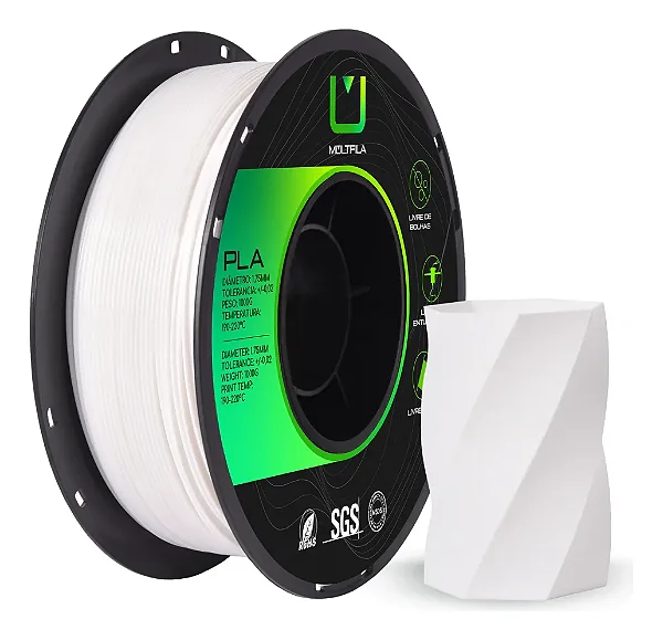 Filamento PLA Branco Natural 1kg Multfila Para Impressora 3d 1.75mm