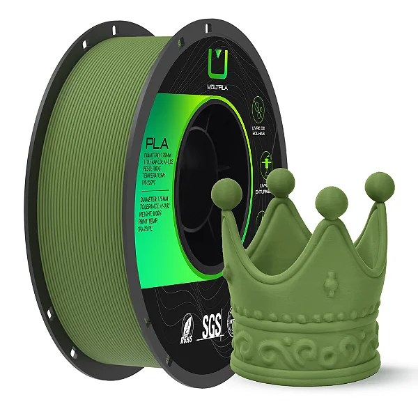 Filamento Pla Matte Fosco Verde Militar 1kg Multfila Impressora 3d 1.75mm