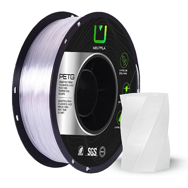 Filamento Petg Transparente 1kg Multfila Para Impressora 3D 1.75mm