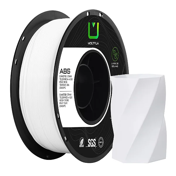 Filamento ABS Branco 1kg Multfila Para Impressora 3D 1.75mm