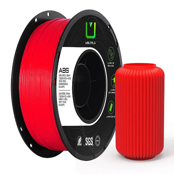 Filamento ABS Vermelho 1kg Multfila Para Impressora 3D 1.75mm
