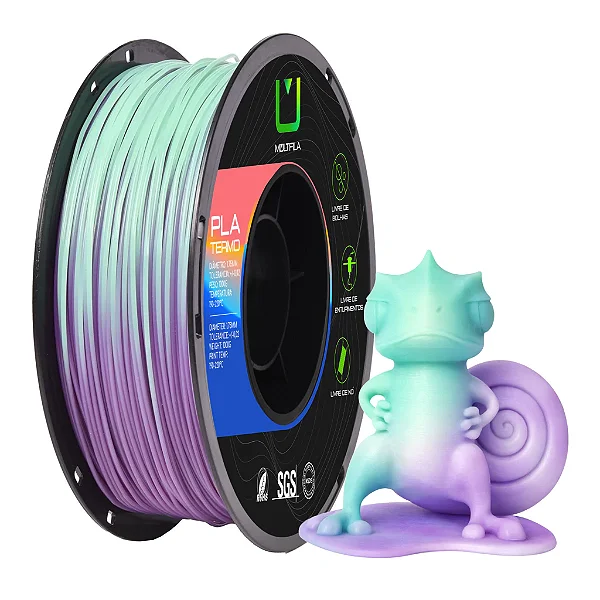 Filamento Pla Termo Roxo e Verde 1kg Multfila Impressora 3D 1.75mm