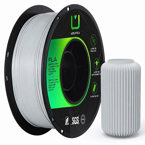 Filamento Pla Cinza Tech1kg Multfila Para Impressora 3d 1.75mm