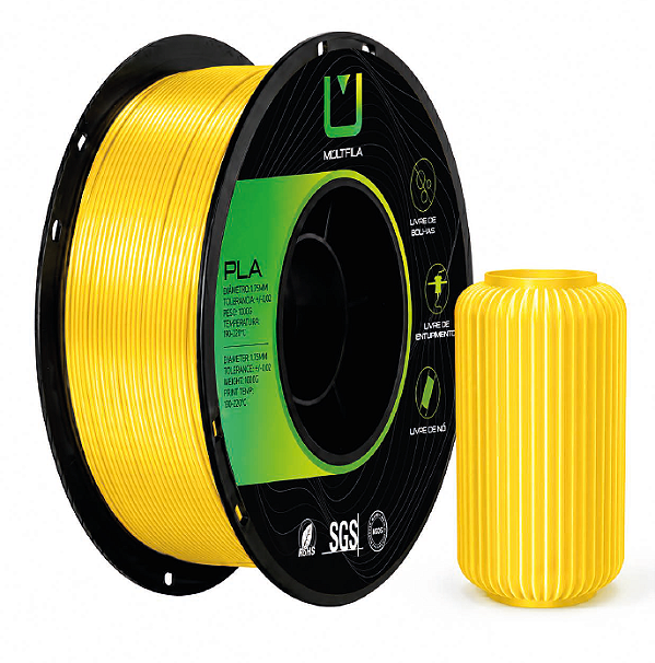 FILAMENTO PLA SILK AMARELO MULTFILA 1KG