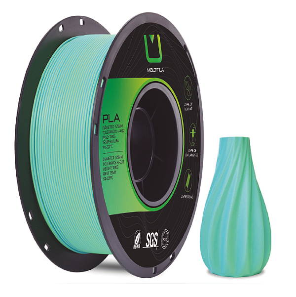 FILAMENTO PLA CRISTAL RAINBOW AZUL E VERDE MULTFILA 1KG