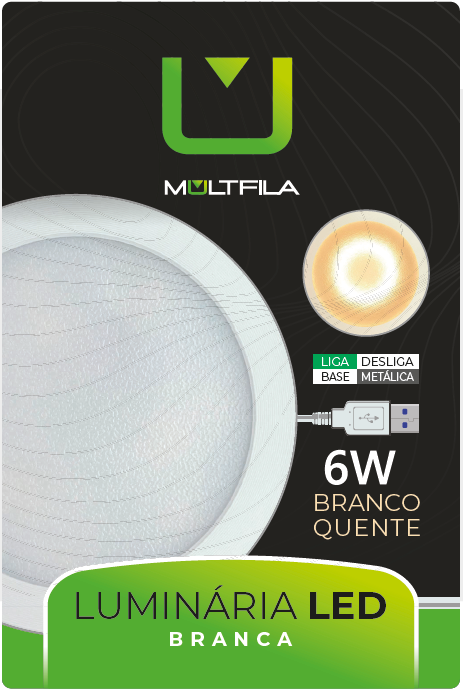 LUMINARIA LIGA DESLIGA BRANCO QUENTE 6W BRANCO MULTFILA