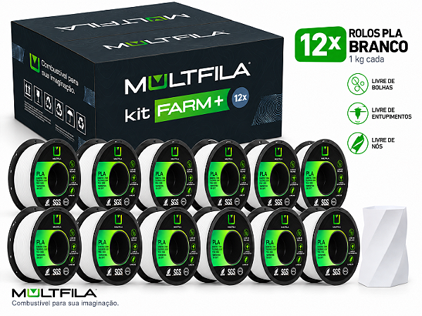 KIT FARM FILAMENTO PLA BOX 12 BRANCO MULTFILA