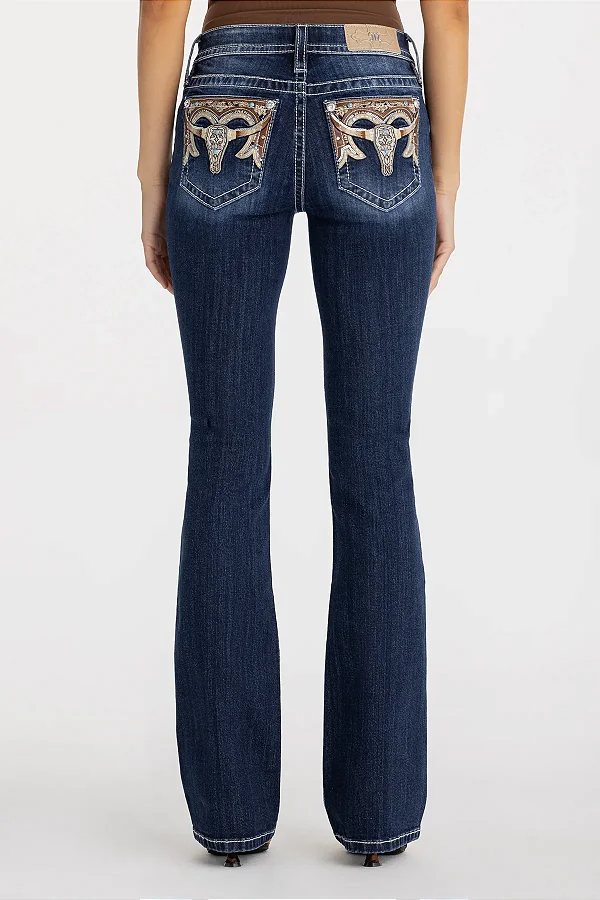 Calça Feminina Jeans Miss Me Clover Longhorn