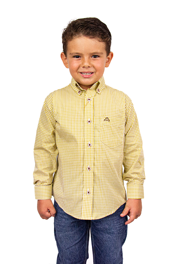 Camisa Infantil Masculina Manga Longa Amarelo