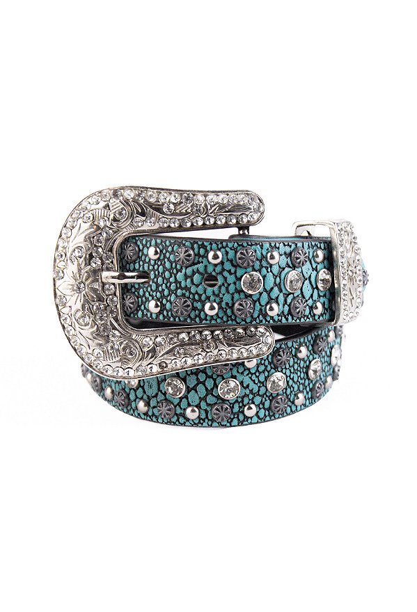 Cinto Infantil Feminino Arraia Glow Verde Água em couro