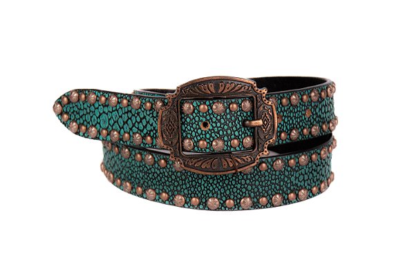 Cinto Infantil Feminino Arraia Glow Turquesa em couro