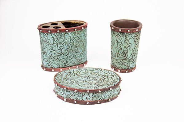 Kit banheiro Floral turquesa