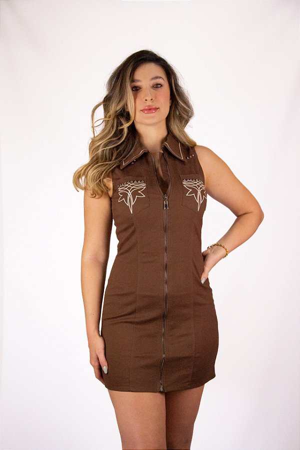 Vestido Western Zíper Frontal
