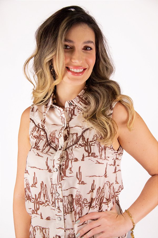 Camisa seda Western