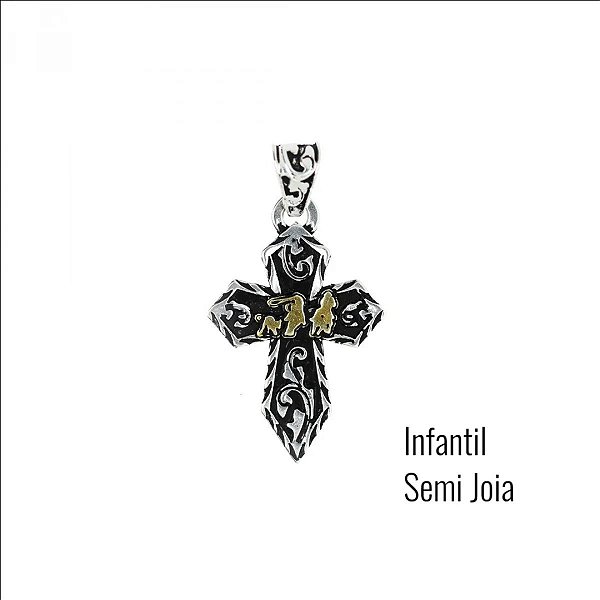 CRUCIFIXO TEAM ROPING INFANTIL SEMI JOIA