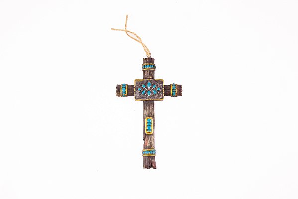 Cruz retrovisor rústico turquesa